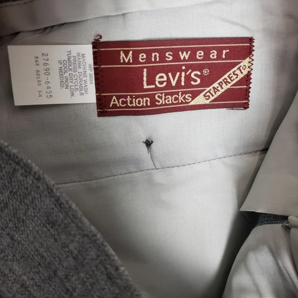 Vintage Levi's Menswear Action Slacks Pants Gray Retro 70's Style Size 30x32 NWT